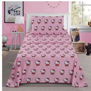 Jay Franco Twin Size Sheet Set 3 Pieces Kids Set (Hello Kitty Pink)